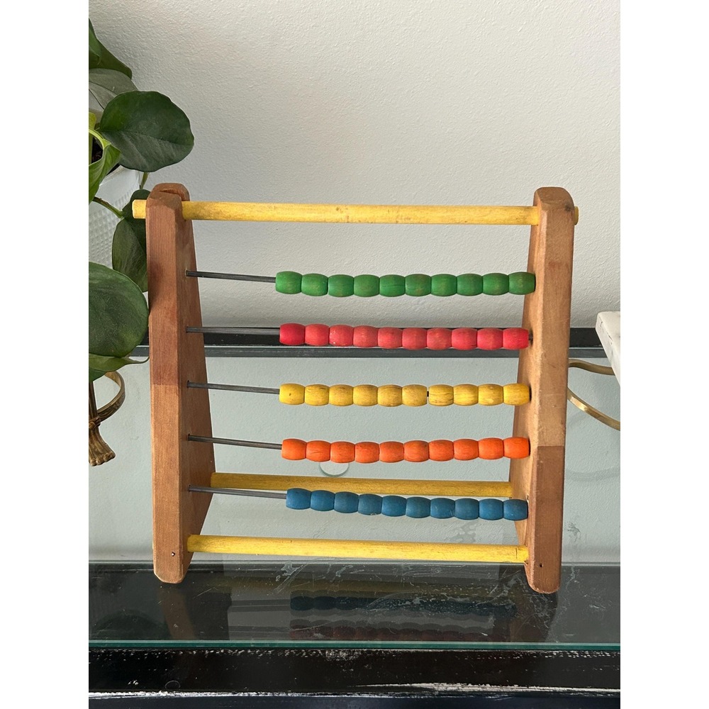Vintage Sandberg Wooden Abacus with Colorful Beads